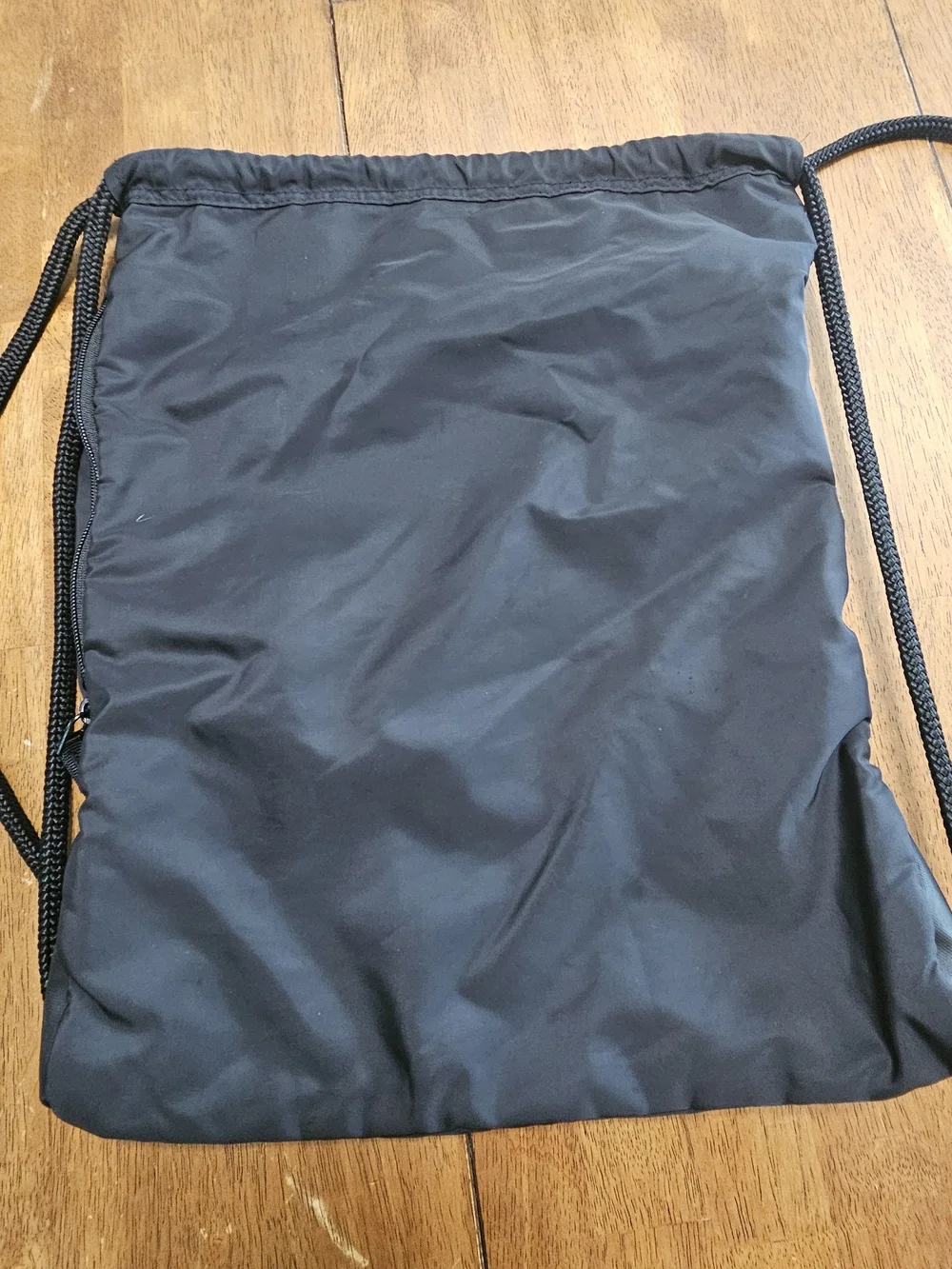adidas Black Drawstring Trefoil Sack with Side Zip Pocket